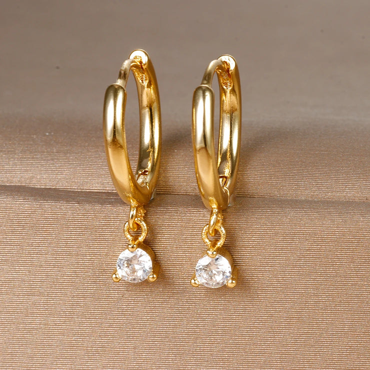 2023 New Fashion Stainless Steel Flower Small Hoop Earrings Women Korean Crystal Zirconia Cartilage Earrings Piercing Jewelry