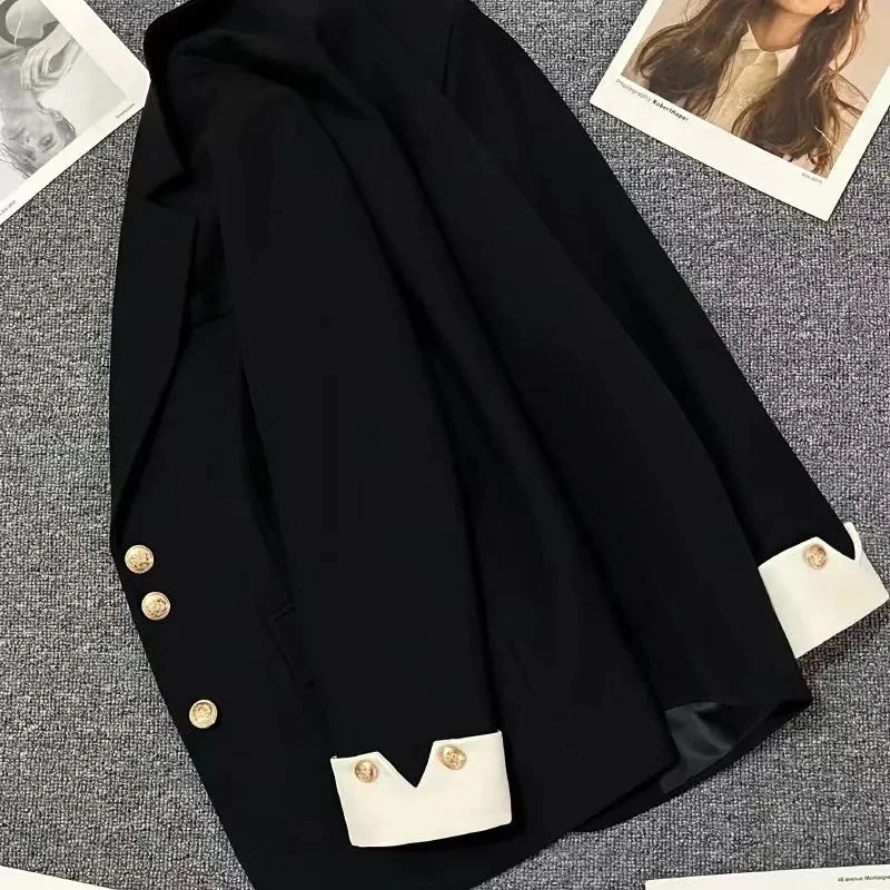 Korean Women's Blazer Jackets Single Breasted Loose Abrigos Office Ladies Classic Suit Coats Spring Fall Fashion New Chaquetas
