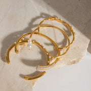 Uworld Double Wrap Stack Bracelet Pearl Open Bangle Girls Bracelet Christmas Gift to Her Women's Accessories