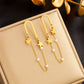 DIEYURO 316L Stainless Steel Gold Color Geometric Drop Earrings For Women Girl Fashion Waterproof Ear Jewelry Gift Party Wedding