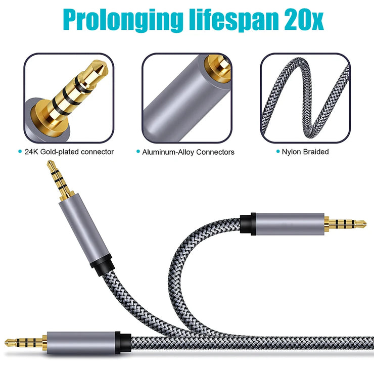 Gold Plated 3.5mm To 3.5 mm TRRS 4 Pole Jack Aux Cable For Car Headphones A Phone HIFI Audio Connector Wire Long 1m 2m 3m 5m 10m