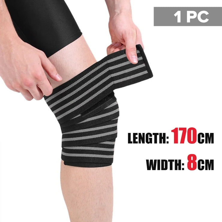1PC 170cm Bandage Kneepad Compression Braces Sports Knee Wraps Straps for Gym Fitness Squats Training Workout Weightlifting