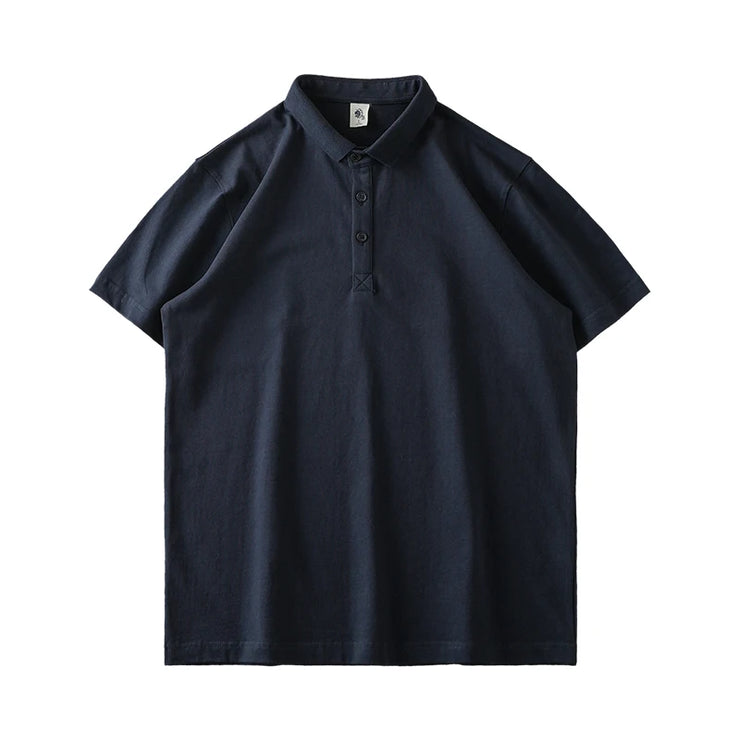 DUKEEN 320G Heavyweight Short-Sleeve Polo Shirts for Men Summer 100% Cotton Oversize Solid Color T-Shirts Basic Men's Golf Wear