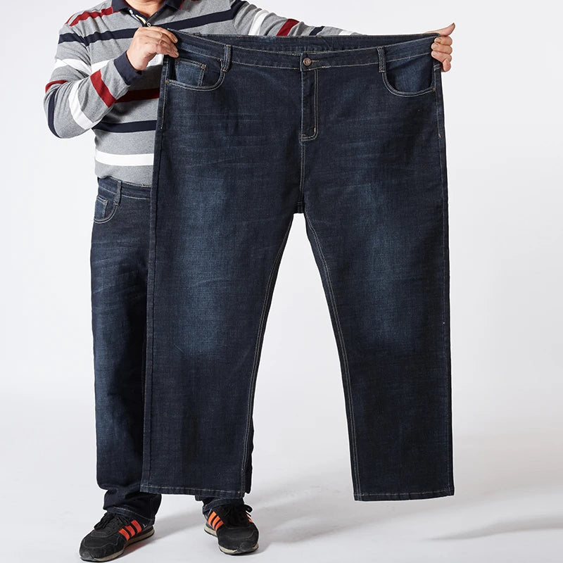 Pantalones vaqueros rectos holgados para hombre, de talla grande 42, 44, 46, 48, 50 y 52, clásicos, de negocios, elásticos, de marca, color negro y azul.