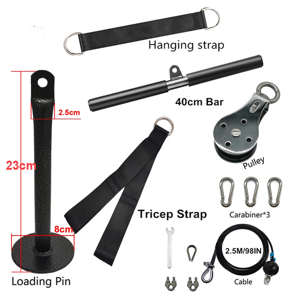 Système de poulie et câble de fitness à monter soi-même, accessoire de gymnastique réglable de 2,5 m, équipement d'entraînement pour les bras, les biceps, les triceps et les mains