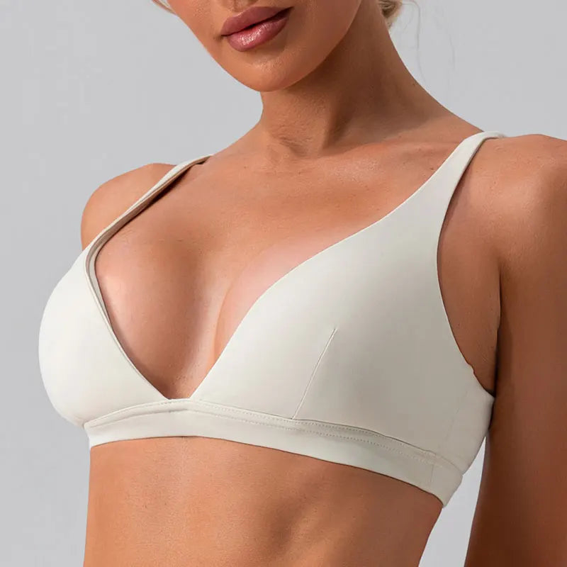 Sujetador deportivo de nailon y elastano de tejido agradable para la piel, de secado rápido, para fitness, gimnasio, yoga, correr, soporte de alto impacto, chaleco antichoque