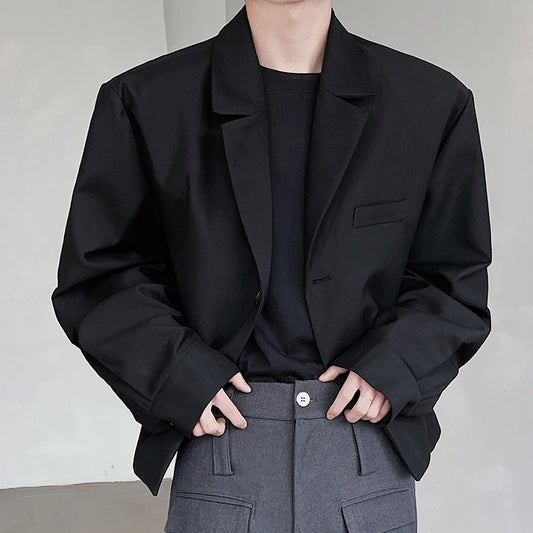 IEFB Men's Short Suit Jacket Loose Shoulder Pad Single Button Design 2024 New Fashion Casual Versatile Blazer Korean 9C5888