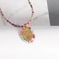 Colgante clásico católico de la Virgen María de Guadalupe con cruz de circonitas, collar de oración para mujer