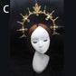 Diadema gótica Lolita con halo, diadema barroca de reina y princesa, diadema de diosa del sol y diablo, accesorios para el cabello punk de Halloween