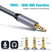 Gold Plated 3.5mm To 3.5 mm TRRS 4 Pole Jack Aux Cable For Car Headphones A Phone HIFI Audio Connector Wire Long 1m 2m 3m 5m 10m