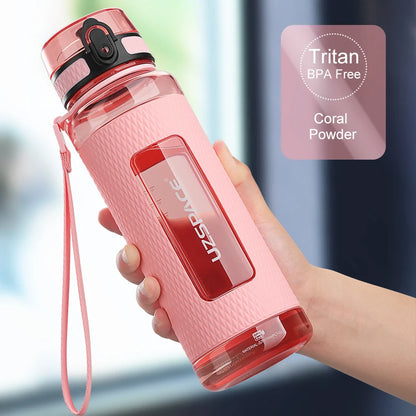 Botellas de agua deportivas UZSPACE, sin BPA, portátiles, para gimnasio, anticaídas, a prueba de fugas, de gran capacidad, de plástico Tritan.