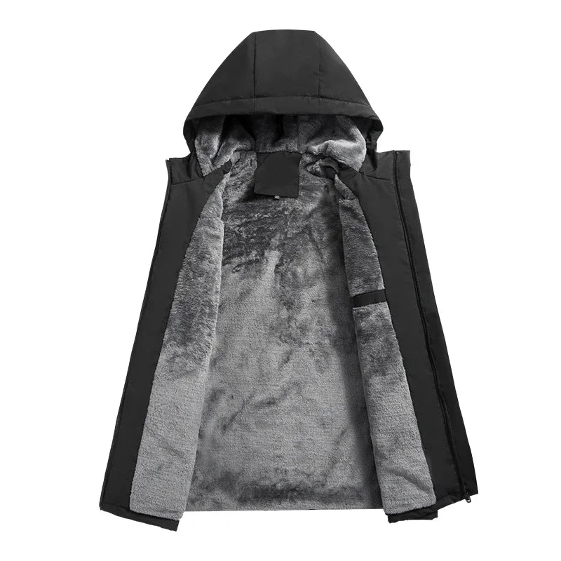 Chaquetas de aviador con capucha UETEEY para hombre, senderismo, caza, cortavientos, forro polar grueso y cálido, ropa de ocio para hombre, ropa de trabajo al aire libre 2024