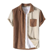 Male Corduroy Summer Sets Beach Short Sleeve Shirt Patchwork Drawstring Shorts Set With Pocket Men Suits Conjuntos De Hombre