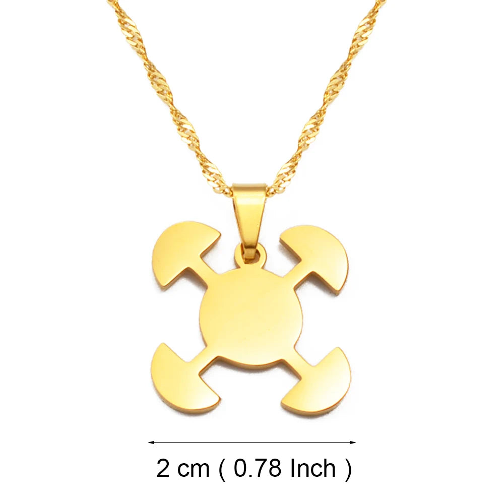 Anniyo African Symbol Pendant Necklaces Gold Color/Silver Color Ghanaian Gye Ethnic Jewelry Traditional Accessories #125321