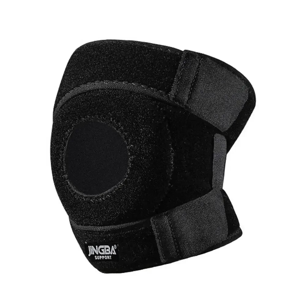 Rodilleras de compresión ajustables de fibra de poliéster negra, transpirables, elásticas, para entrenamiento y deportes, N3D4