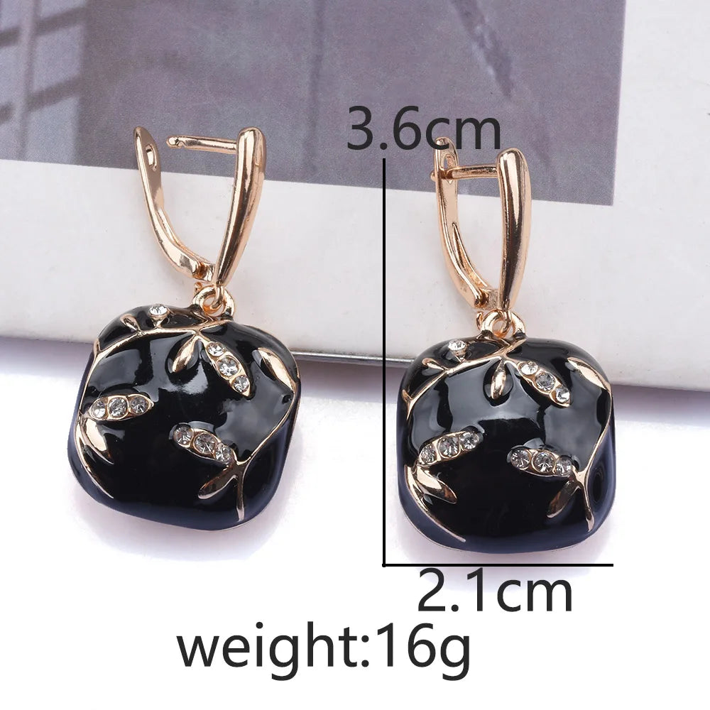 2025 New Fashion Black White Enamel Drip Oil Metal Alloy Hanging Earrings Women Indian Statement Vintage Earring Jewelry