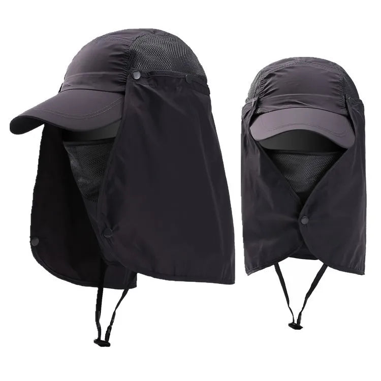 Sombrero transpirable de secado rápido con solapa de cuello desmontable y protección UV para pesca y actividades al aire libre - Unisex