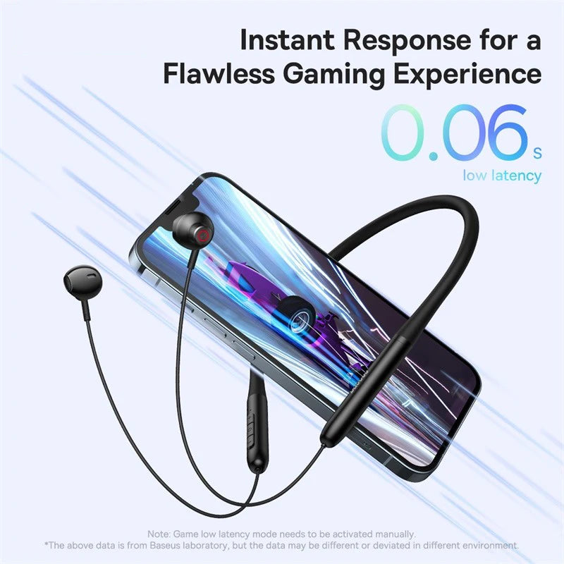 Auriculares inalámbricos Baseus con Bluetooth 5.2 y banda para el cuello, con adsorción magnética, para música, deportes, impermeables.