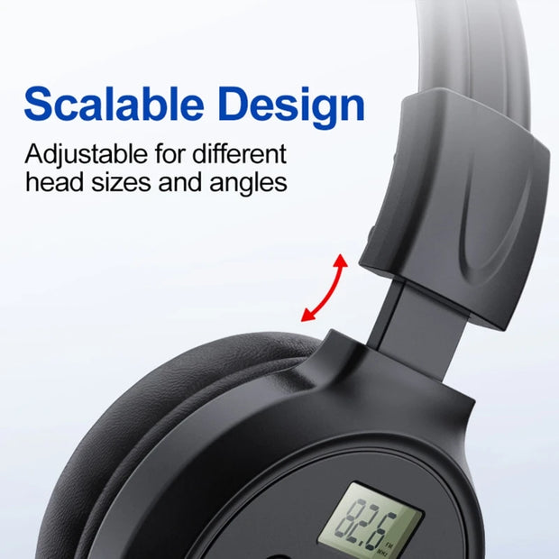 Portable FM Radio Rechargeable Headphone Ear Muffs Foldable Design LCD Display FM Radio Headset Scalable Design