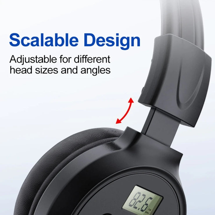 Portable FM Radio Rechargeable Headphone Ear Muffs Foldable Design LCD Display FM Radio Headset Scalable Design