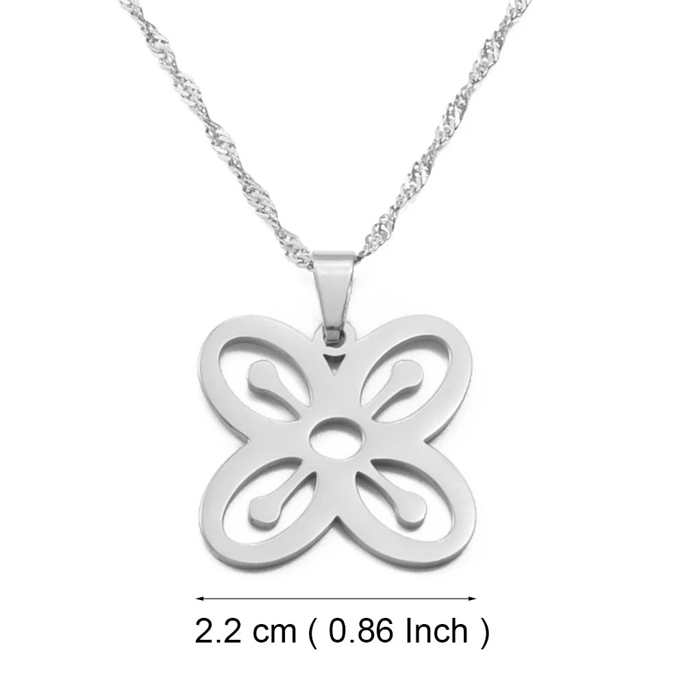 Anniyo African Symbol Pendant Necklaces Gold Color/Silver Color Ghanaian Gye Ethnic Jewelry Traditional Accessories #125321
