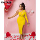 CM.YAYA Women Mesh Patchwork Cutout Shoulder One Long Sleeve Bodycon Midi Maxi Long Dress 2023 Club Evening Sexy Party Dresses