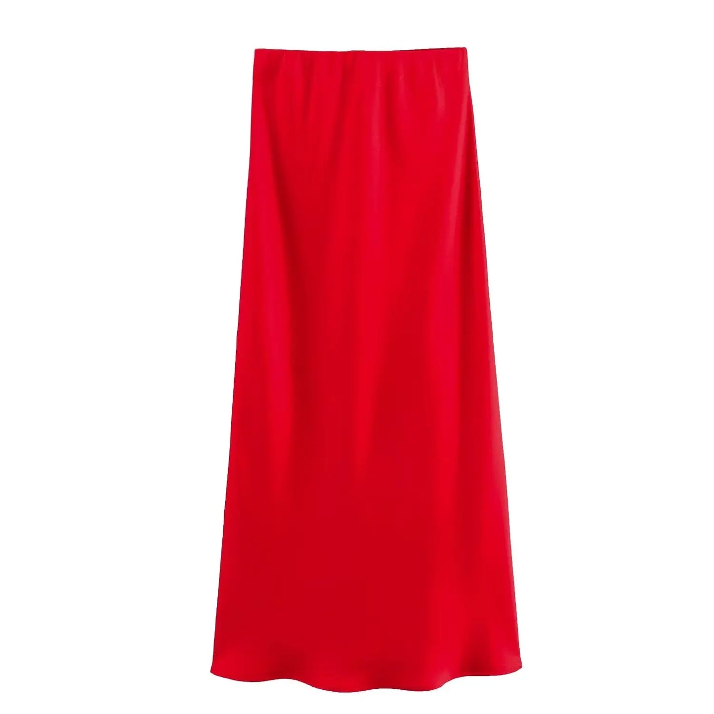 TRAFZA Women Fashion Skirts New Solid Satin Silk Texture Tight Skirt Woman Beach Style Chic And Elegant Women's Mermaid Skirt