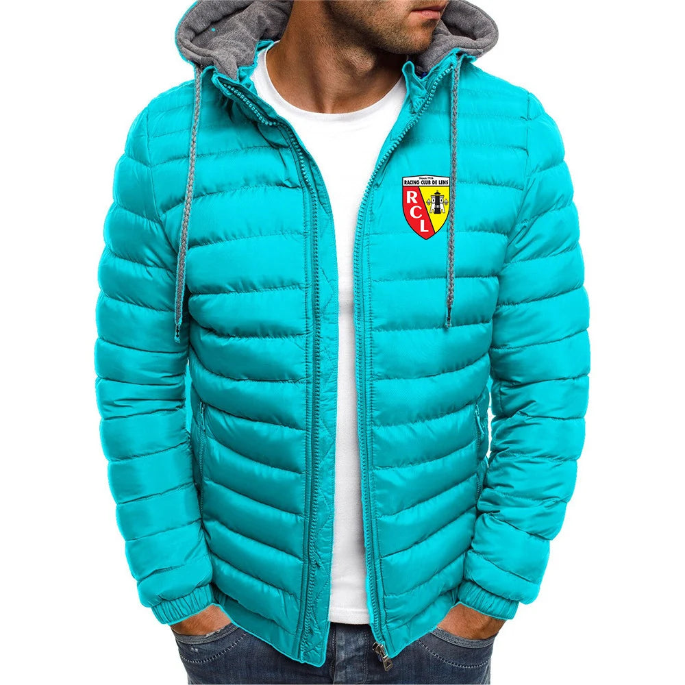 Euro Club Rc Lens Printed New Jacket Men Long Sleeve Outerwear Clothing Warm Coats Padded Thick Parka Slim Fit Windbreaker