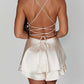 Women Tie-Up Romper Sling Backless Bandage Cross Jumpsuits Fashion Sleeveless Satin Playsuits Summer Streetwear Outerwear