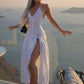 Nibber Hipster Irregular 2 Piece Set Women Summer Trend Elegant Halter Bodysuit+Wrapped Long Skirts Matching Clubwear Outfits