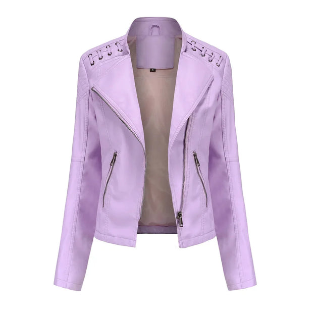 Cross-border European Style New Women's Genuine Leather Cropped Jacket Slimming Effective For Casual Fashion Motorcycle Clothing