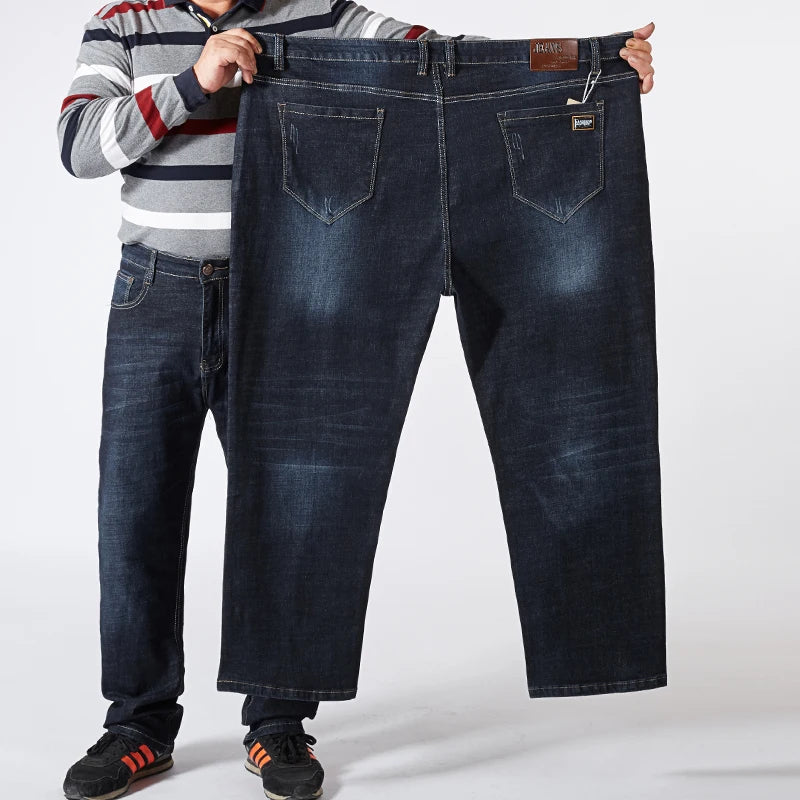 Pantalones vaqueros rectos holgados para hombre, de talla grande 42, 44, 46, 48, 50 y 52, clásicos, de negocios, elásticos, de marca, color negro y azul.