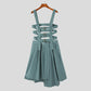 INCERUN 2023 American Style Mens Pleated Design Skirts Pants Casual Street Irregular Hem Solid Straps Half Skirt Jumpsuits S-5XL