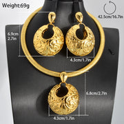 Sunny Jewelry Sets For Women Copper Pendent Necklace Earrings Dubai 18K Gold Plated Large Geometry Charm Gift for Wedding Party