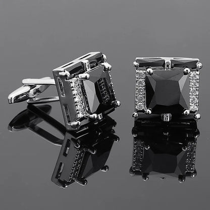 Boutons de manchette de marque de luxe en diamant pour chemises pour hommes, bijoux fantaisie, bouton de manchette en cristal doré de style français