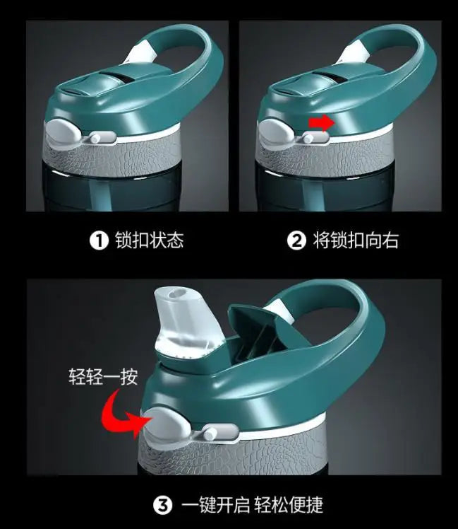Bouteille d'eau en Tritan 750 ml/1 000 ml avec paille, écologique et durable, idéale pour la gym, le fitness et les sports de plein air.