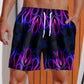 Pantalones cortos de verano 2024 con estampado 3D de rayas y llamas para hombre, bañadores hawaianos cortos transpirables con cordón ajustable