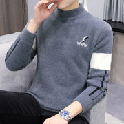 Winter KPOP Fashion Style Harajuku Slim Fit Tops Loose Casual All Match Knitwear Half High Collar Insert Long Sleeve Sweaters