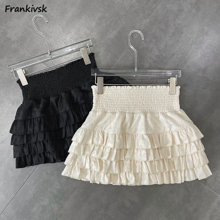 Y2k Skirts Women Lolita All-match Fashion Harajuku Dating Balletcore Sexy Hotsweet Tierred Elastic Waist Mini Faldas College Ins