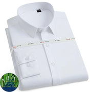High quality men's long sleeved bamboo fiber shirt comfortable breathable business social formal top white blue gray 6XL-7XL-8XL