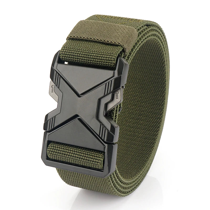 HSSEE New 105cm to 125cm Elastic Belt for Men Metal Buckle Quick Release Military Tactical Belt Soft Nylon Casual Belt Male