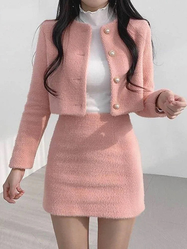 Spring Summer Women's Suits with Mini Skirt Two-pieces Set Woman Dress Korean Fashion Sweet Casual New in Chic Elegant Woman Set