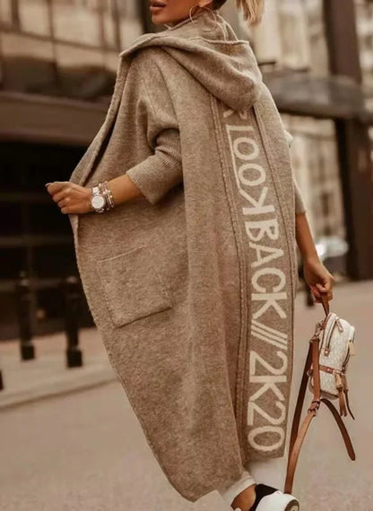 Cardigans Knit Sweater Women Spring Autumn Winter Letter Maxi Loose Soft Coat Jacquard Y2k E-girl Long Knitted Jacket Cardigan