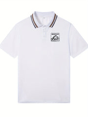 Cool Short Sleeve Polo Shirt with Graphic print Men's Casual Fashion 2024 Golf Wear Men Short -sleeved Striped Stamps Polo