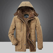 2024 Parka Outdoor Men's Winter Jacket Plus Velvet Thick Warm Multi Pocket Jackets Solid Parkas Male Coat Large Size Clothing
