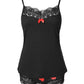Two Piece Set Women Outfit 2025 Valentine's Day Love Heart Print Contrast Lace Sleeveless Cami Top & Home Shorts Pajama Set