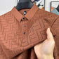 High quality ice silk short sleeve men's POLO shirt fashionable brand stripe design printed top breathable and No trace T-shirt
