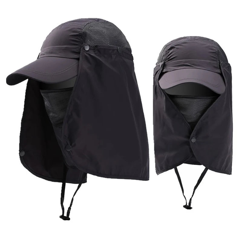 Sombrero transpirable de secado rápido con solapa de cuello desmontable y protección UV para pesca y actividades al aire libre - Unisex