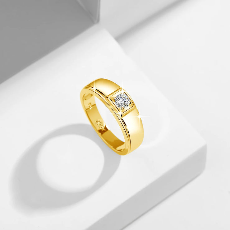 Luxury Men Moissanite Ring With Certificate 18k Gold 925 Silver 0.3ct D Color VVS1  Engagement Wedding Diamond Rings