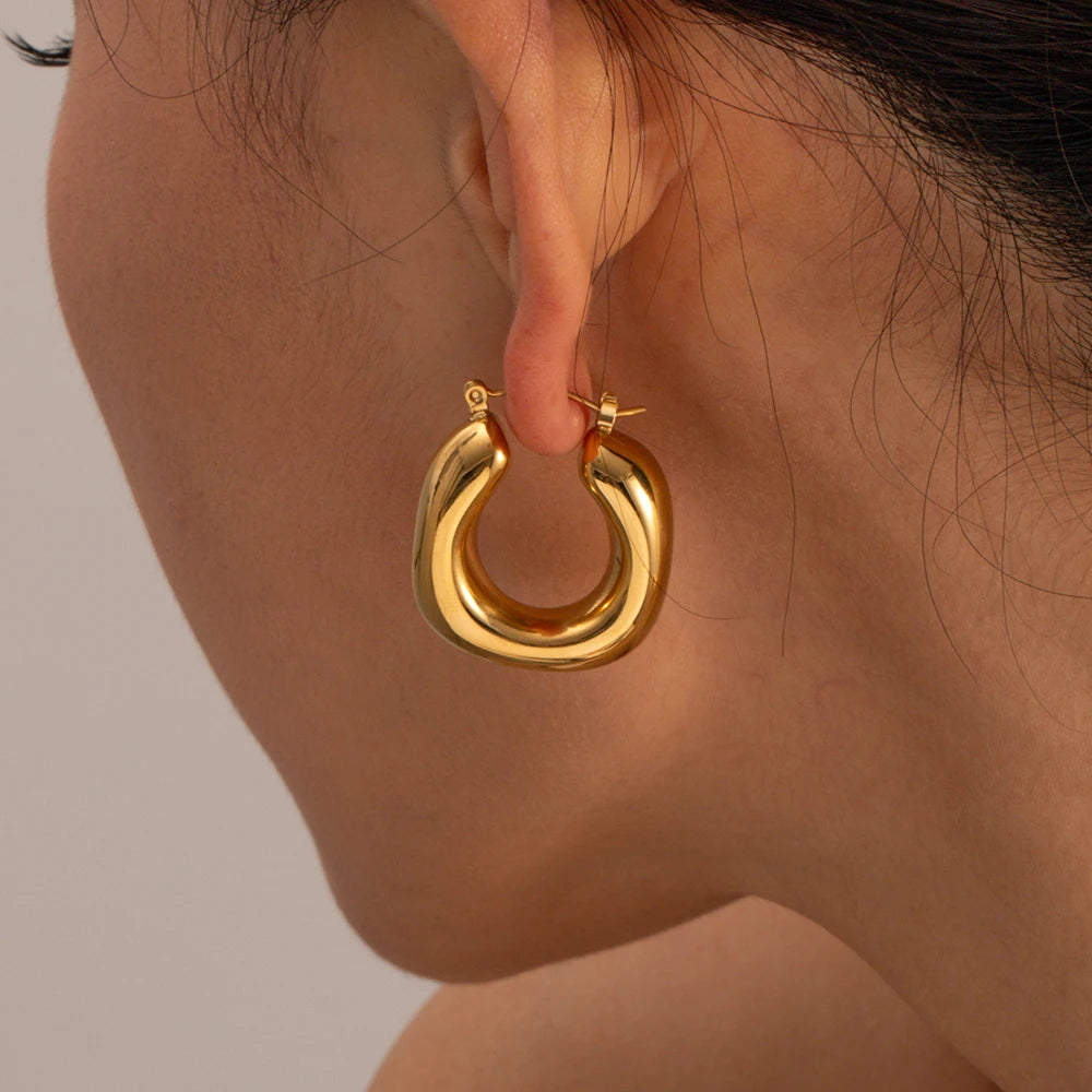 Uworld Minimalist Stainless Steel Hoop Earrings Fashion Metal Waterproof Charm Women Gold Color Jewelry Bijoux